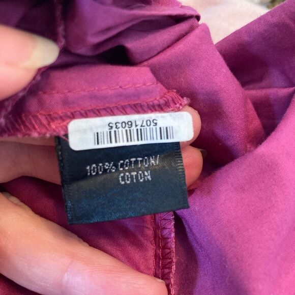 Lafayette 148 elegant raspberry cotton blouse w/belted waist & pretty collar - Picture 7 of 8